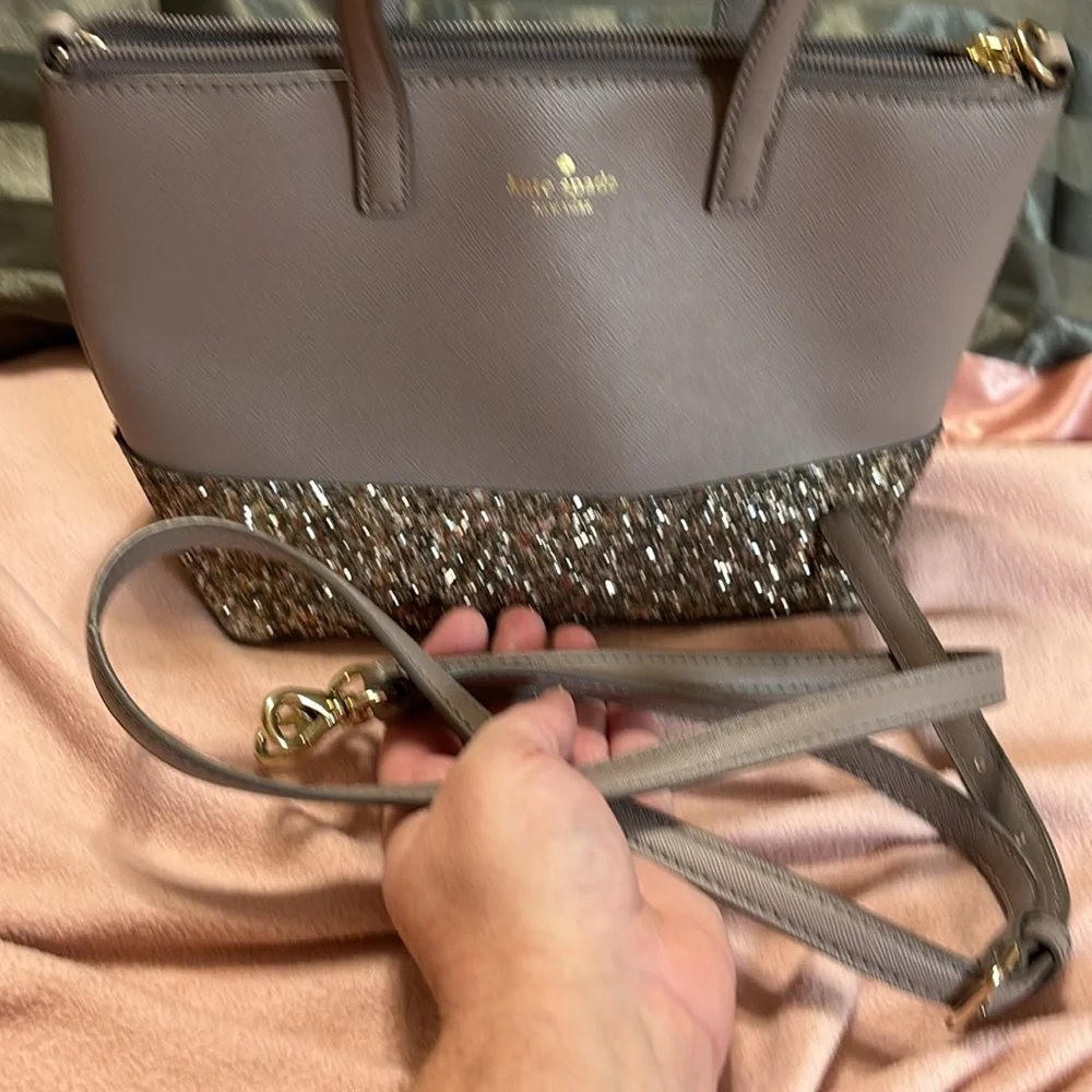 Kate Spade Ina Greta Court Cityscape Satchel Crossbody in Grey/ Glitter - Picture 11 of 11